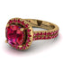 Gorgeous Cushion Cut Ruby Pave Double Shank Engagement Ring With Hidden Stone - Kira No. 55