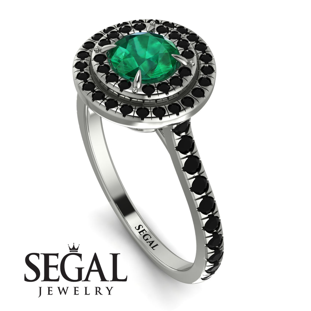 Double Halo Emerald Ring - Zoey No. 39