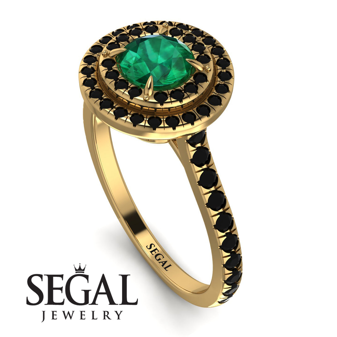 Double Halo Emerald Ring - Zoey No. 37