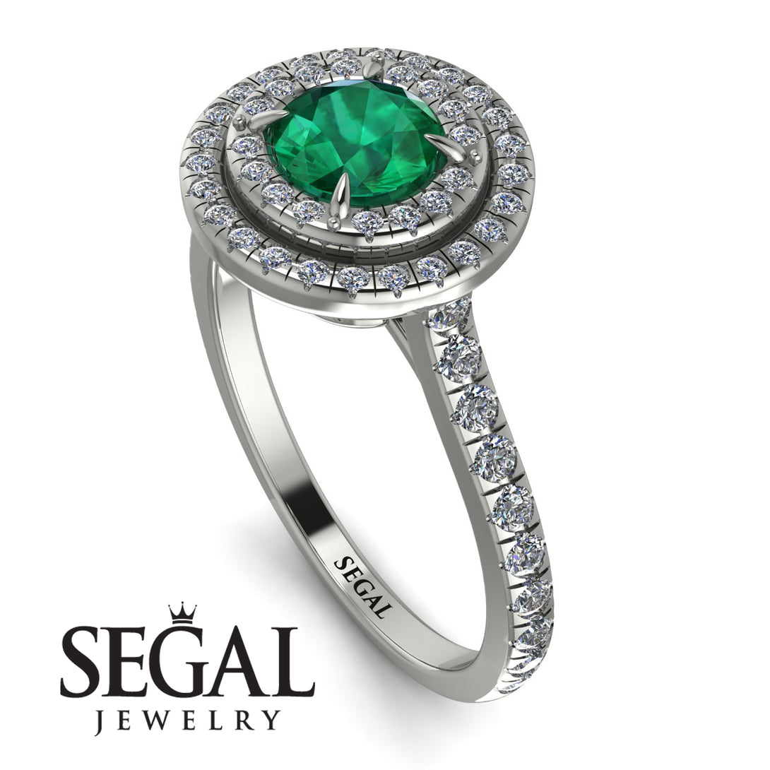 Double Halo Emerald Ring - Zoey No. 9