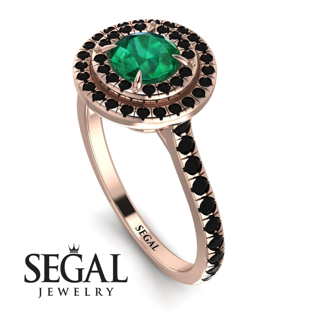 Double Halo Emerald Ring - Zoey No. 38
