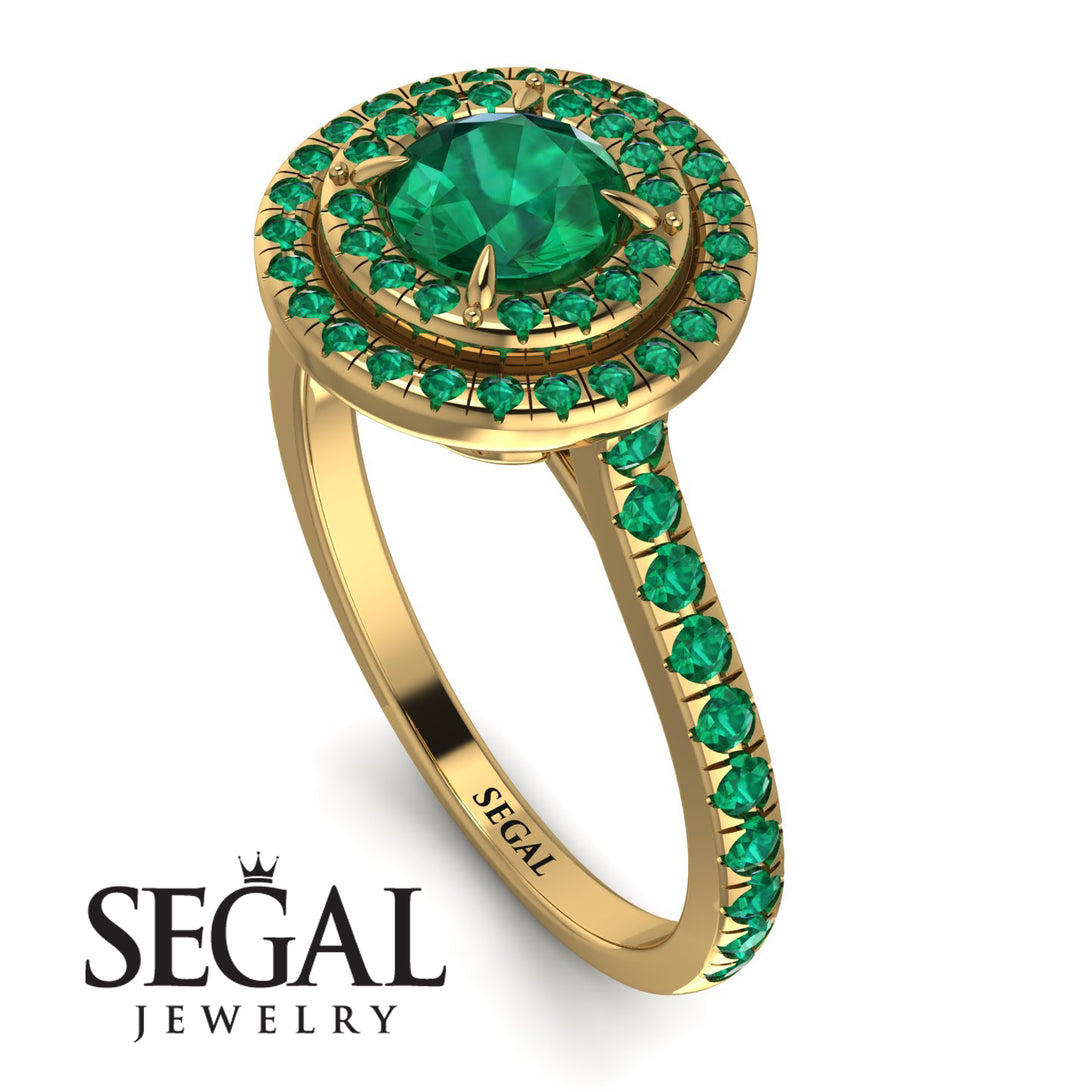 Double Halo Emerald Ring - Zoey No. 22