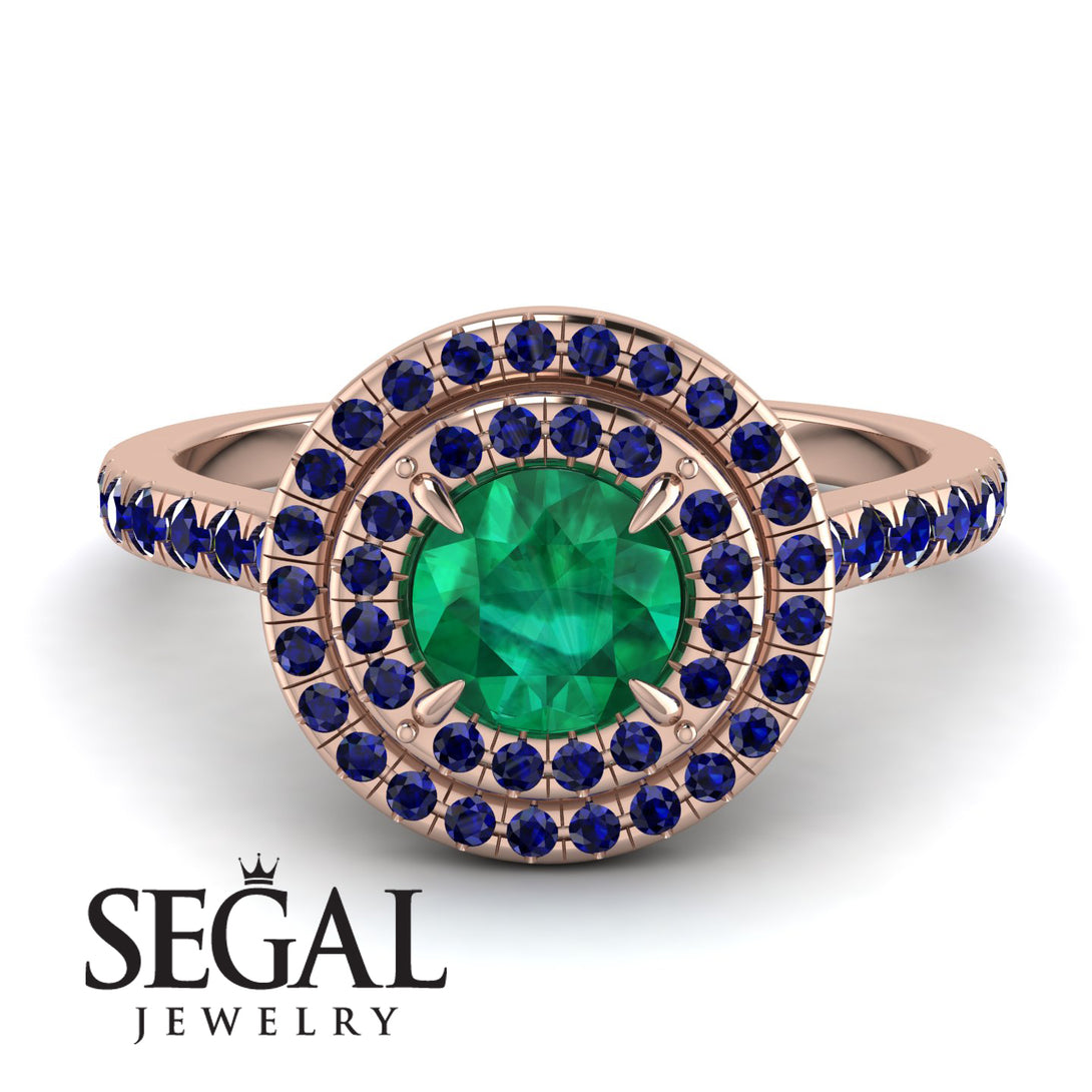 Double Halo Emerald Ring - Zoey No. 68