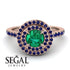 Double Halo Emerald Ring - Zoey No. 68