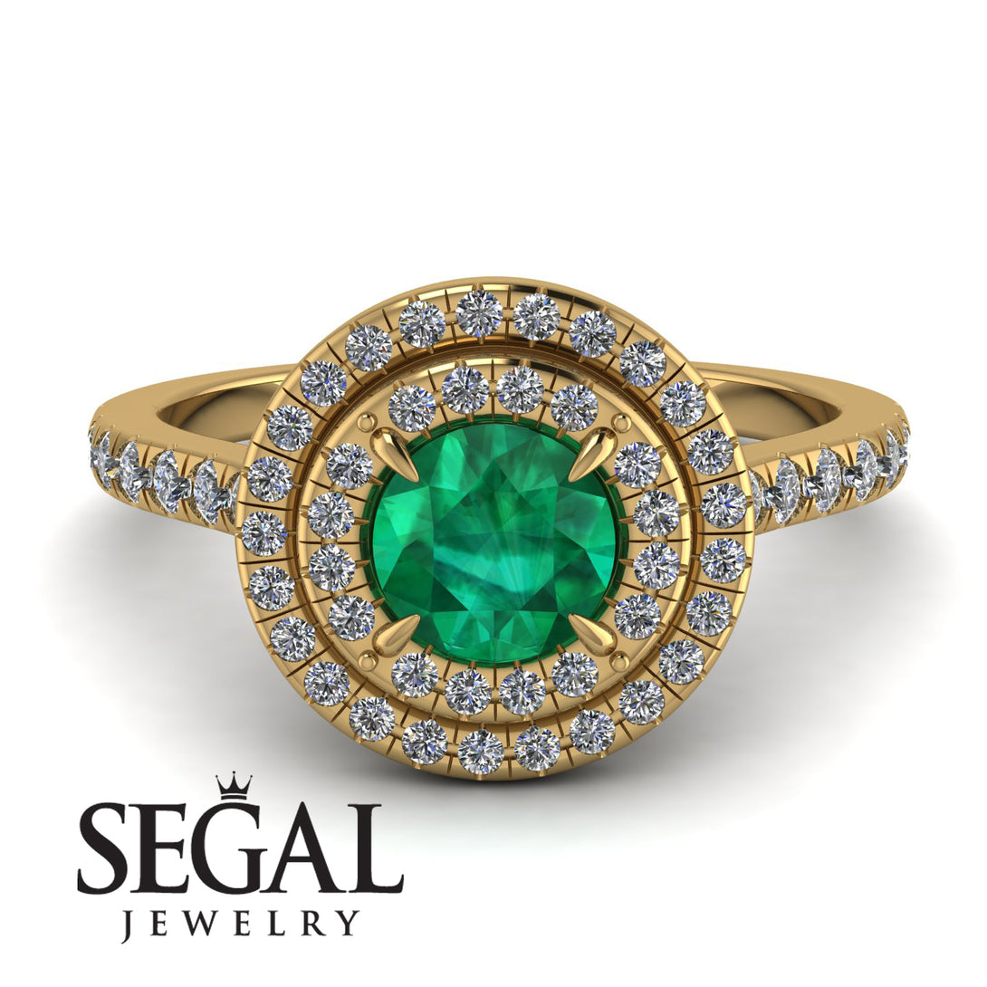 Double Halo Emerald Ring - Zoey No. 7