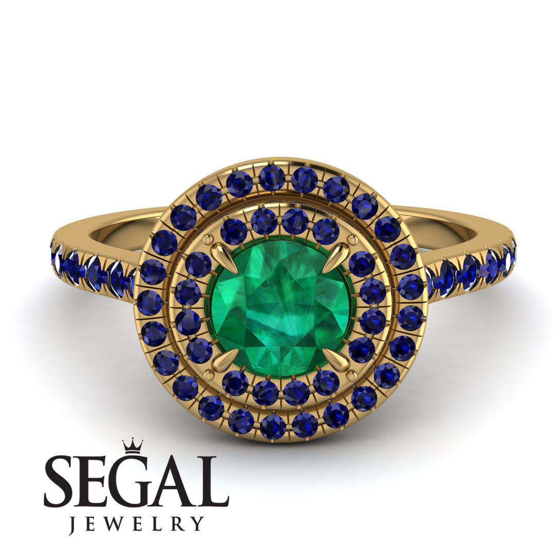 Double Halo Emerald Ring - Zoey No. 67