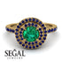 Double Halo Emerald Ring - Zoey No. 67