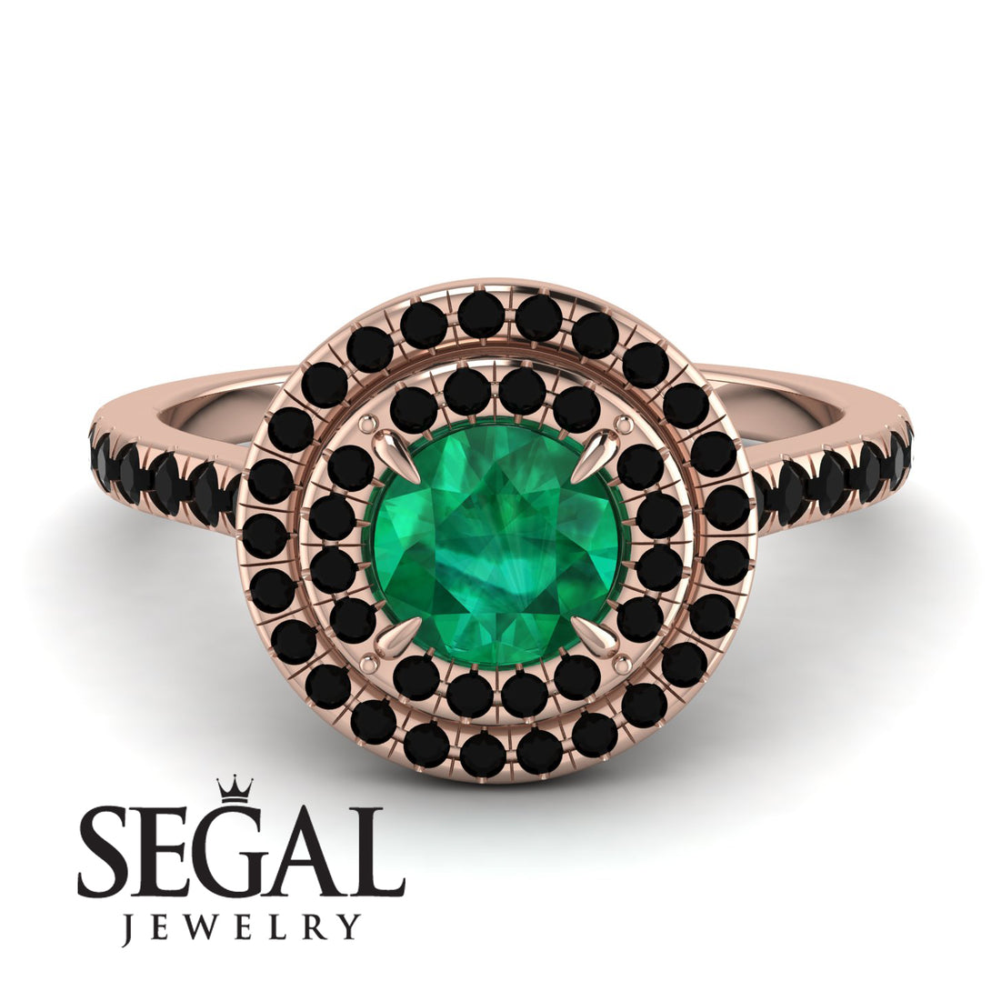 Double Halo Emerald Ring - Zoey No. 38