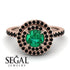 Double Halo Emerald Ring - Zoey No. 38