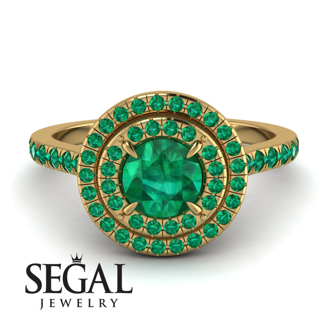 Double Halo Emerald Ring - Zoey No. 22