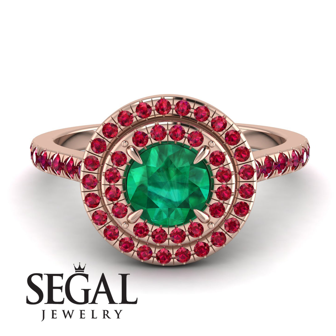 Double Halo Emerald Ring - Zoey No. 53