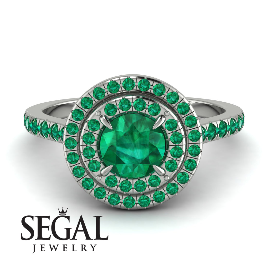 Double Halo Emerald Ring - Zoey No. 24