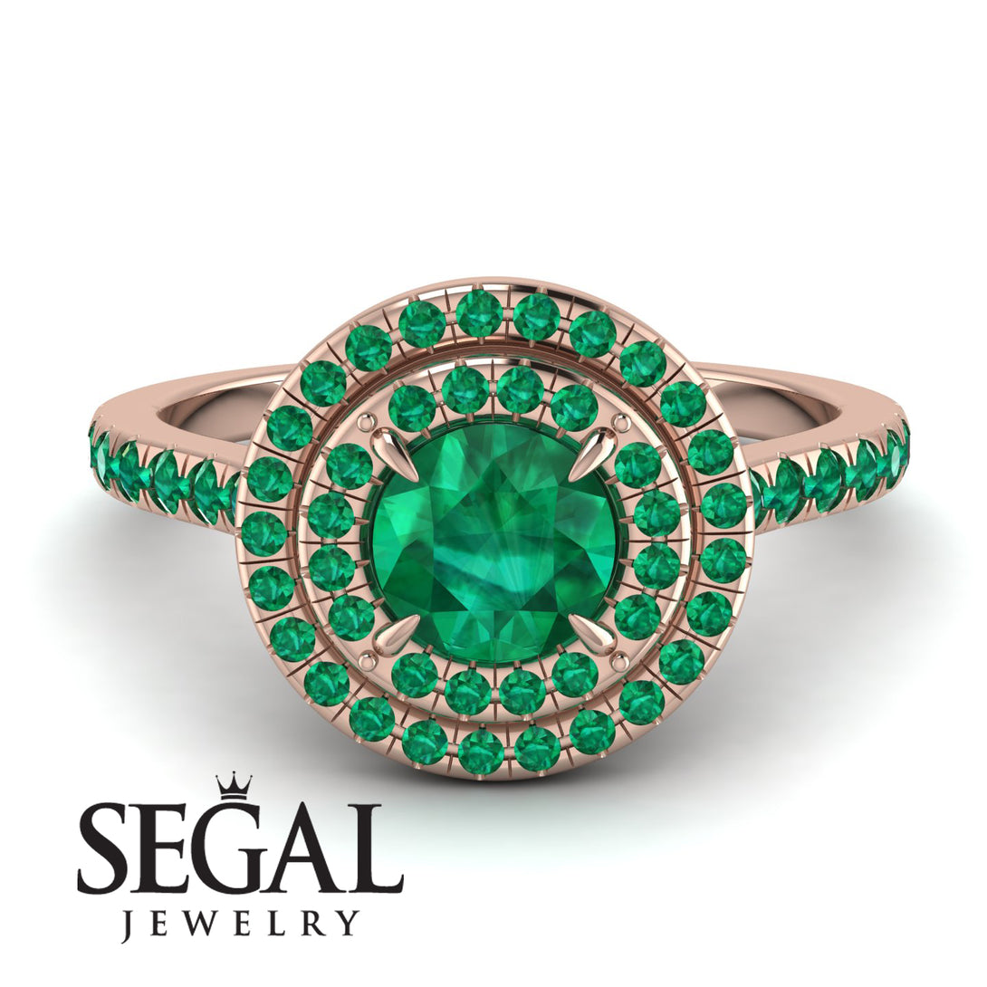 Double Halo Emerald Ring - Zoey No. 23