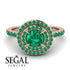 Double Halo Emerald Ring - Zoey No. 23