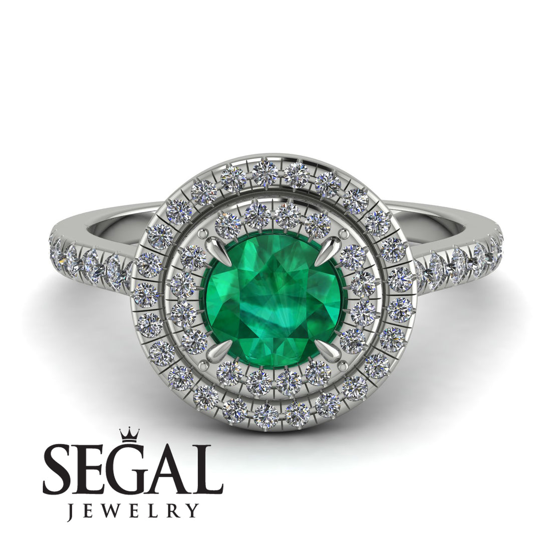 Double Halo Emerald Ring - Zoey No. 9