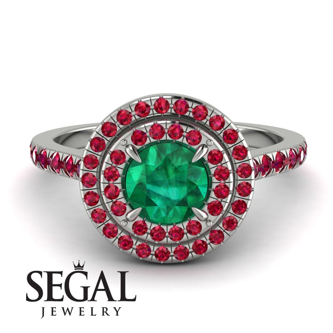 Double Halo Emerald Ring - Zoey No. 54