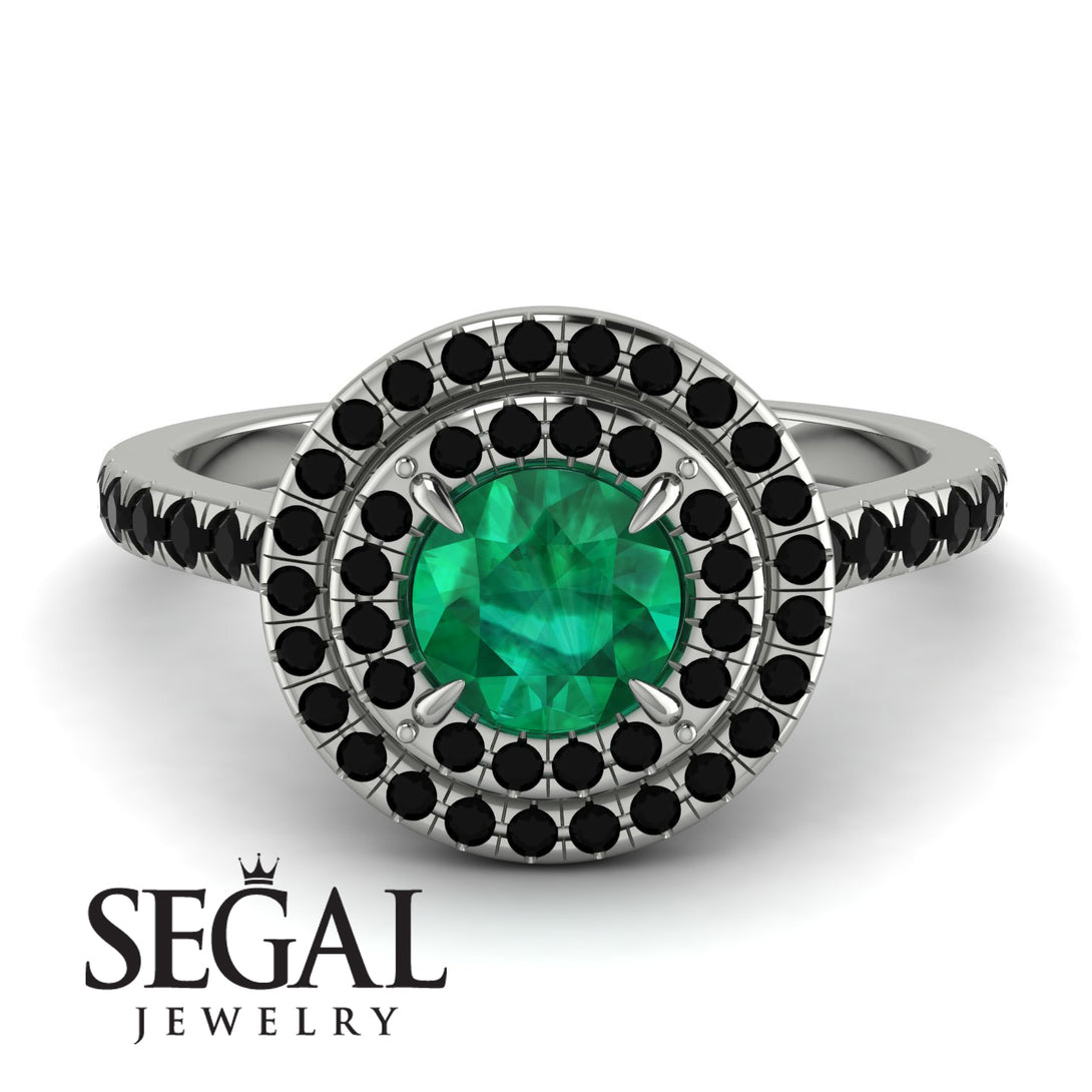 Double Halo Emerald Ring - Zoey No. 39