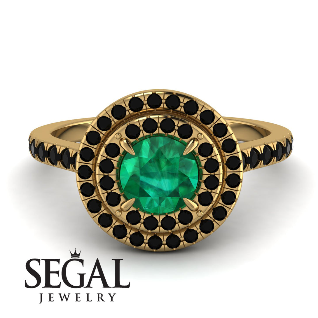 Double Halo Emerald Ring - Zoey No. 37