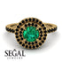 Double Halo Emerald Ring - Zoey No. 37