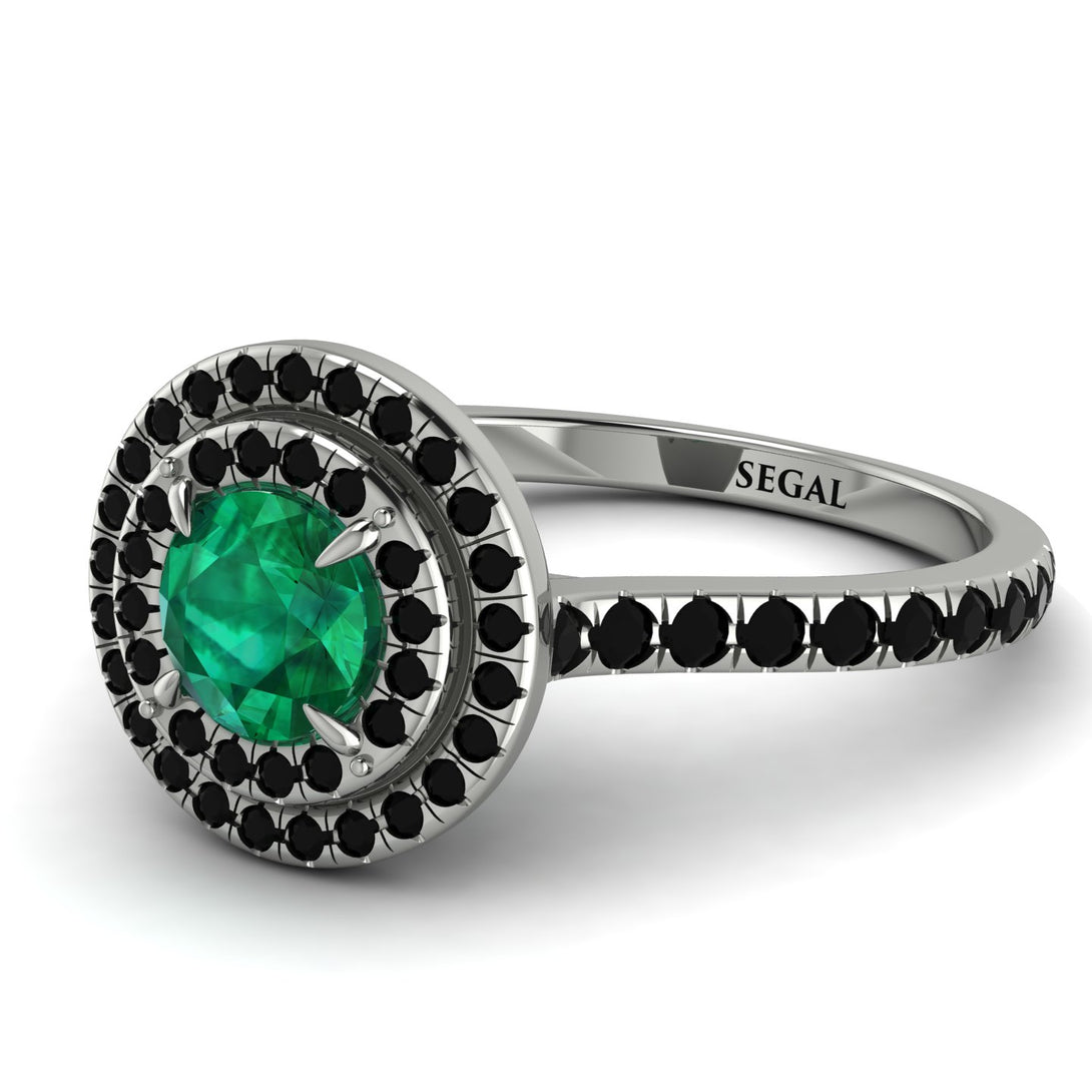 Double Halo Emerald Ring - Zoey No. 39