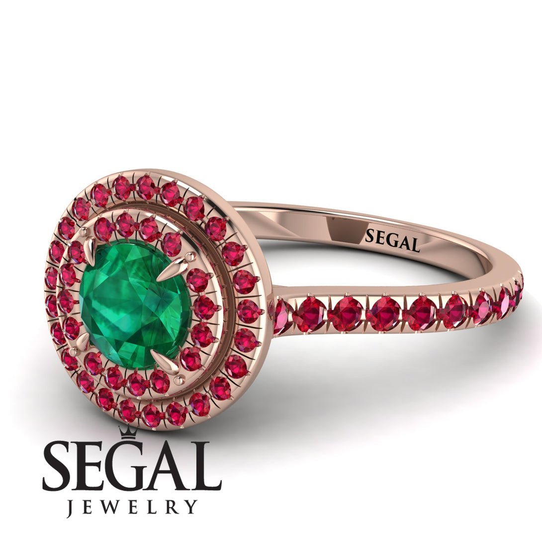 Double Halo Emerald Ring - Zoey No. 53