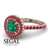 Double Halo Emerald Ring - Zoey No. 53