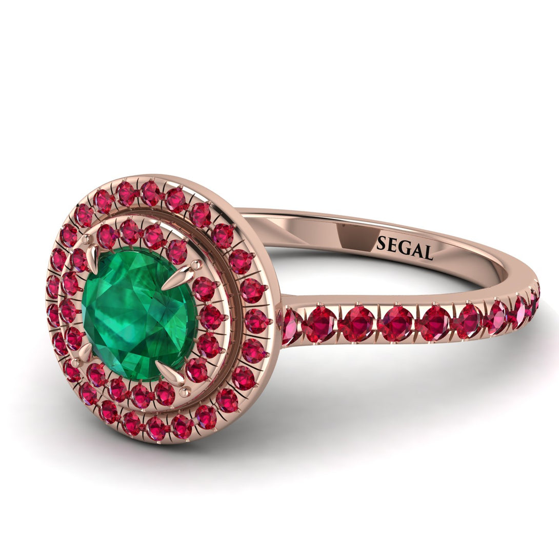 Double Halo Emerald Ring - Zoey No. 53
