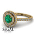 Double Halo Emerald Ring - Zoey No. 7