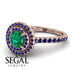 Double Halo Emerald Ring - Zoey No. 68