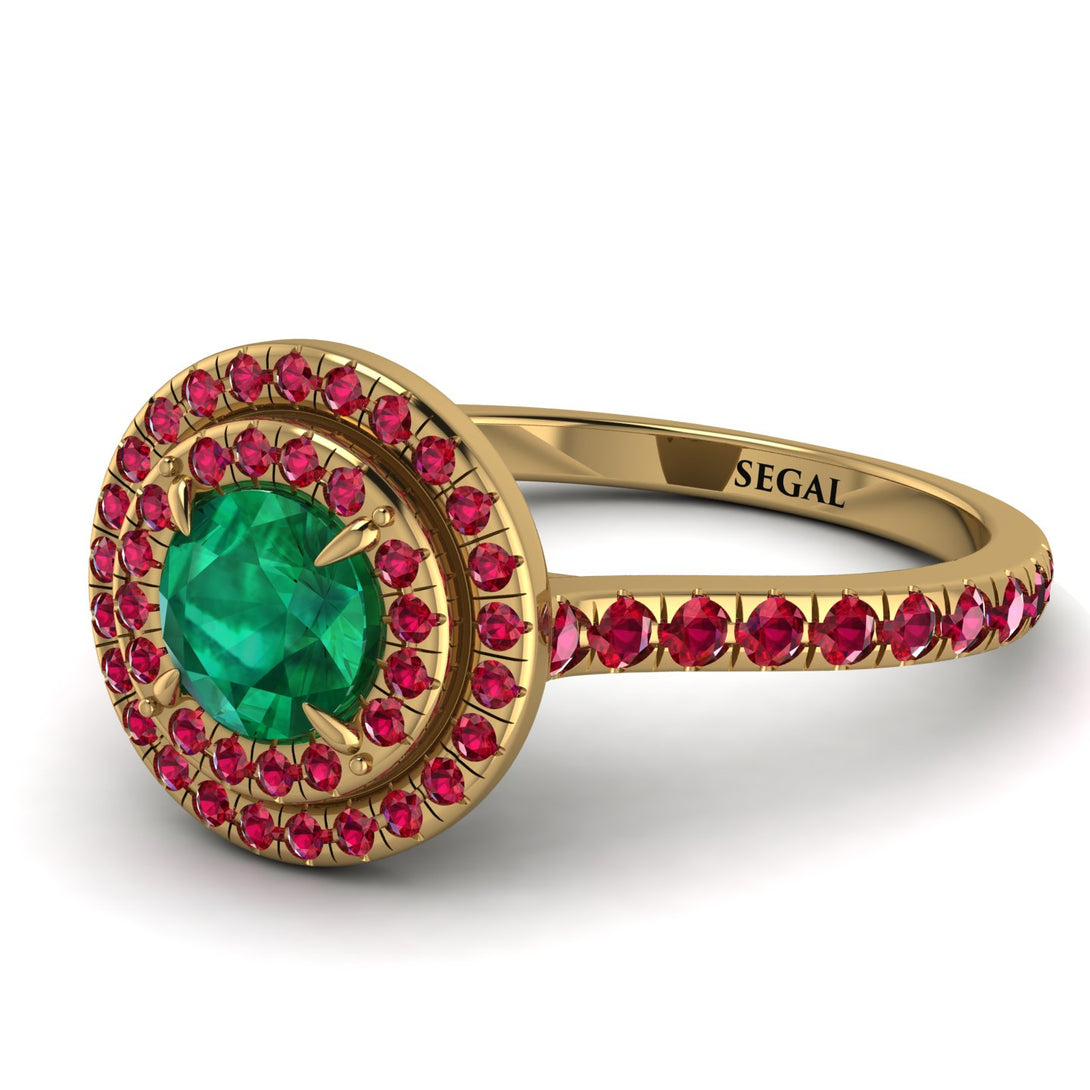 Double Halo Emerald Ring - Zoey No. 52