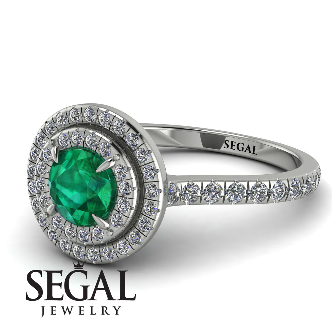 Double Halo Emerald Ring - Zoey No. 9