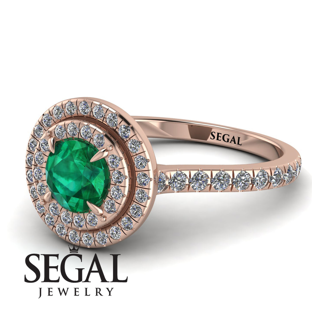 Double Halo Emerald Ring - Zoey No. 8