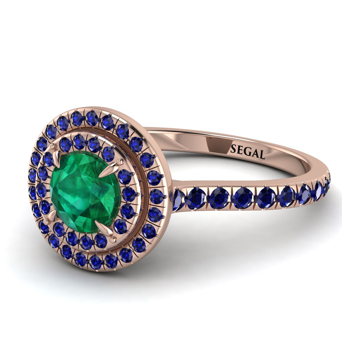 Double Halo Emerald Ring - Zoey No. 68