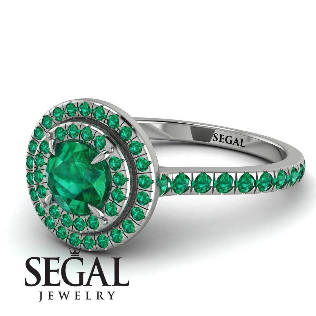 Double Halo Emerald Ring - Zoey No. 24