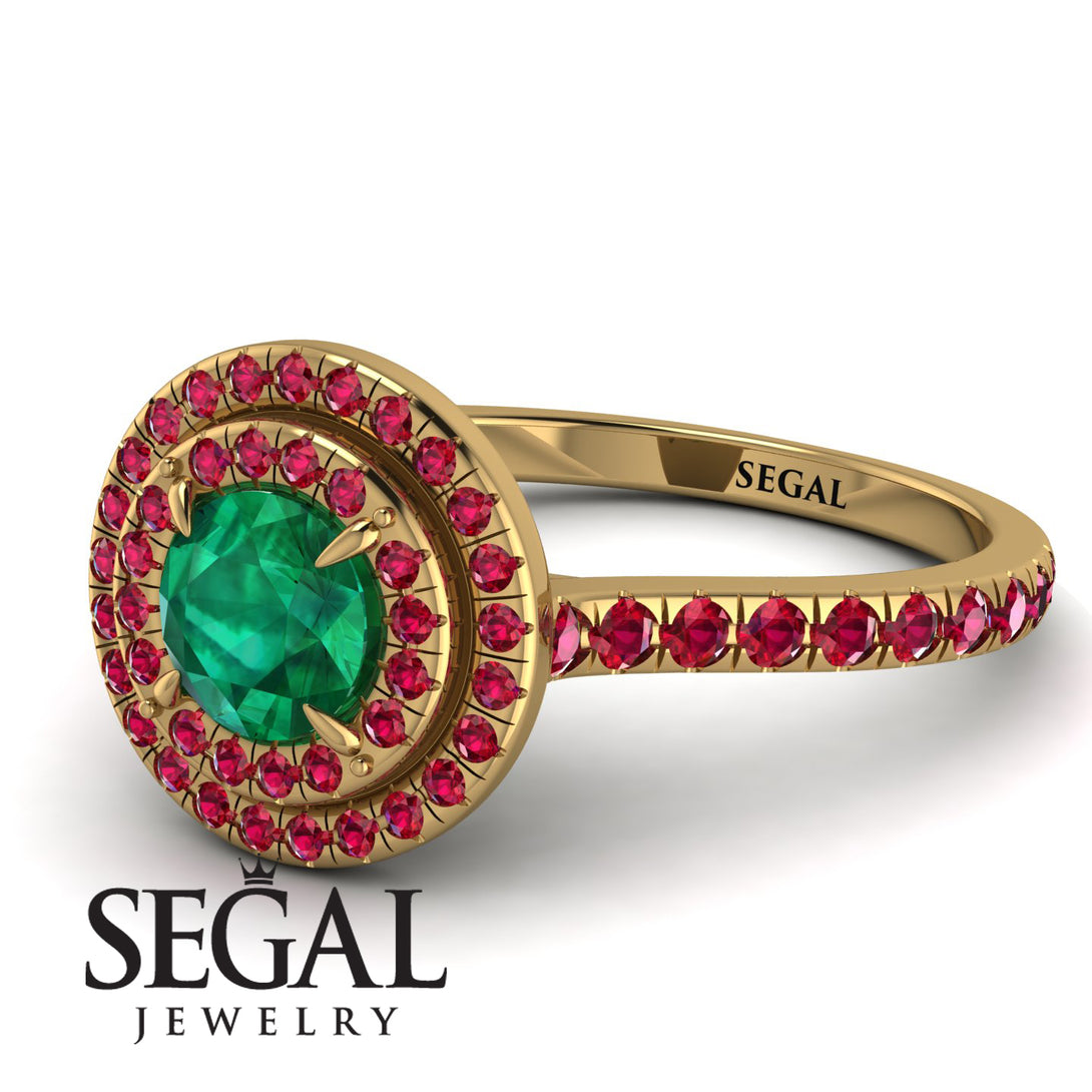 Double Halo Emerald Ring - Zoey No. 52