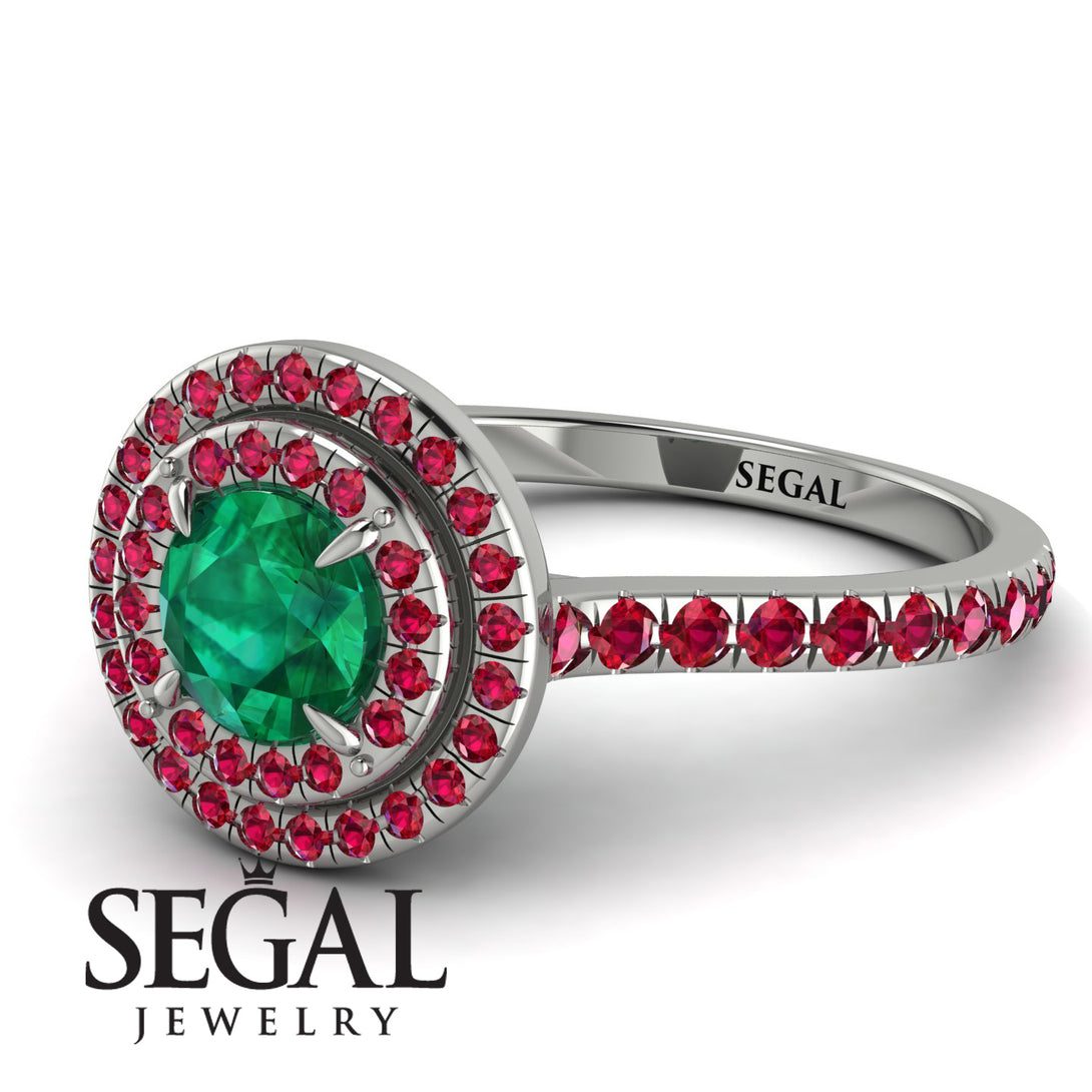 Double Halo Emerald Ring - Zoey No. 54