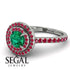 Double Halo Emerald Ring - Zoey No. 54