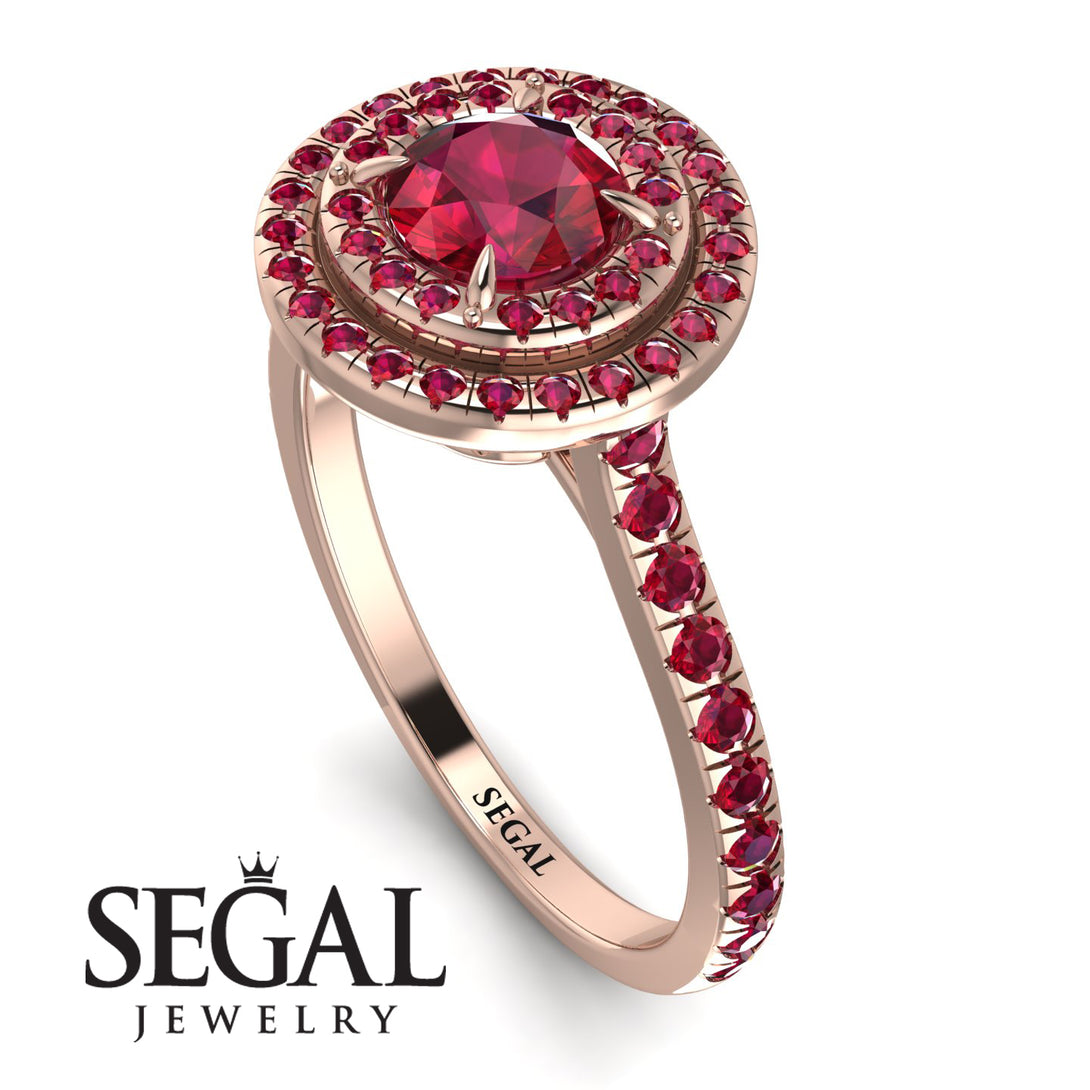 Double Halo Ruby Ring - Zoey No. 56