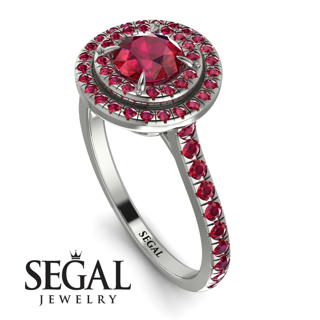 Double Halo Ruby Ring - Zoey No. 57