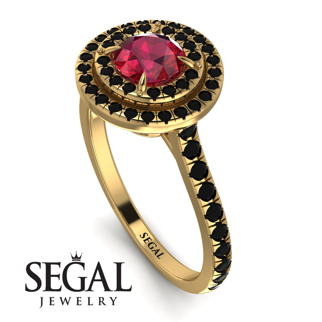 Double Halo Ruby Ring - Zoey No. 40