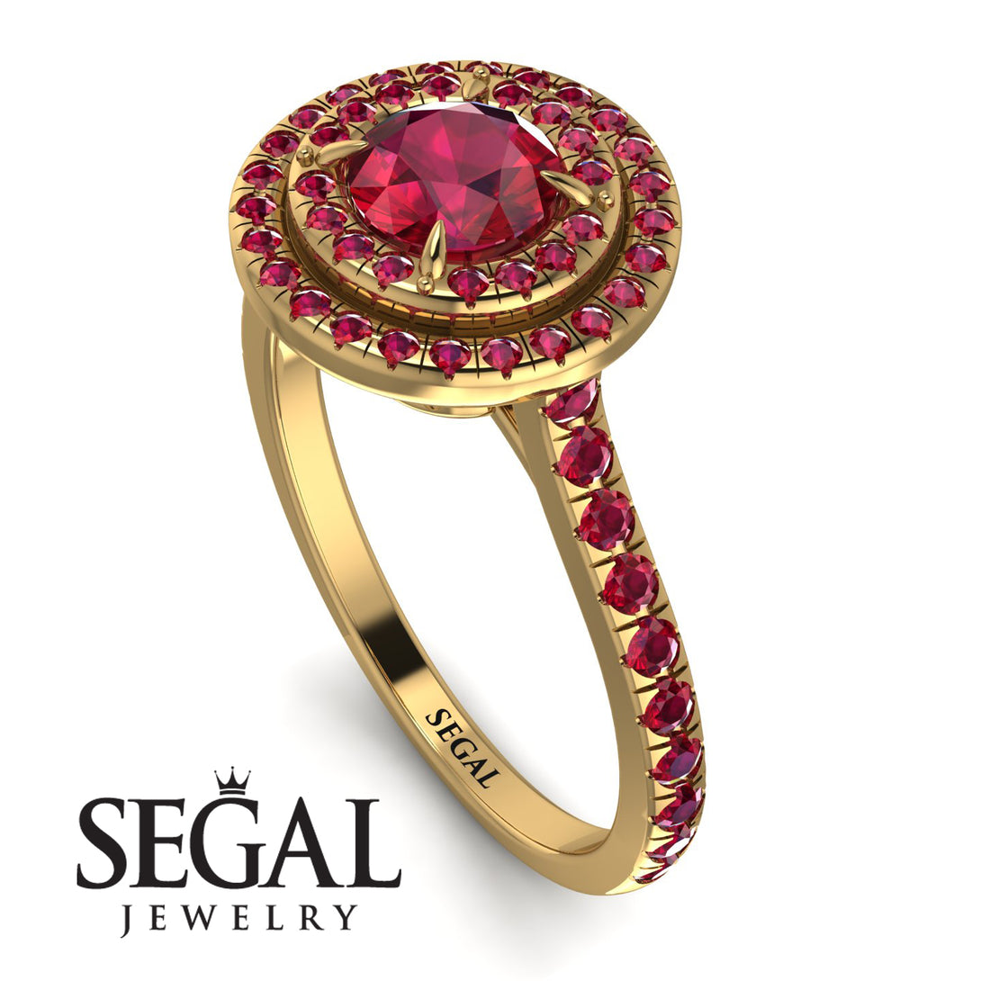 Double Halo Ruby Ring - Zoey No. 55
