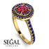 Double Halo Ruby Ring - Zoey No. 70