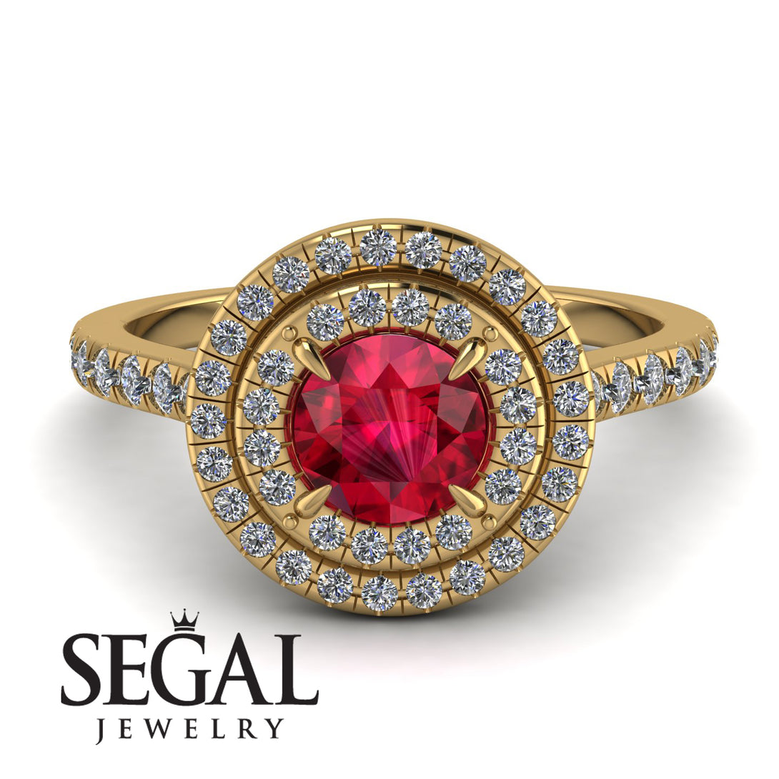 Double Halo Ruby Ring - Zoey No. 10