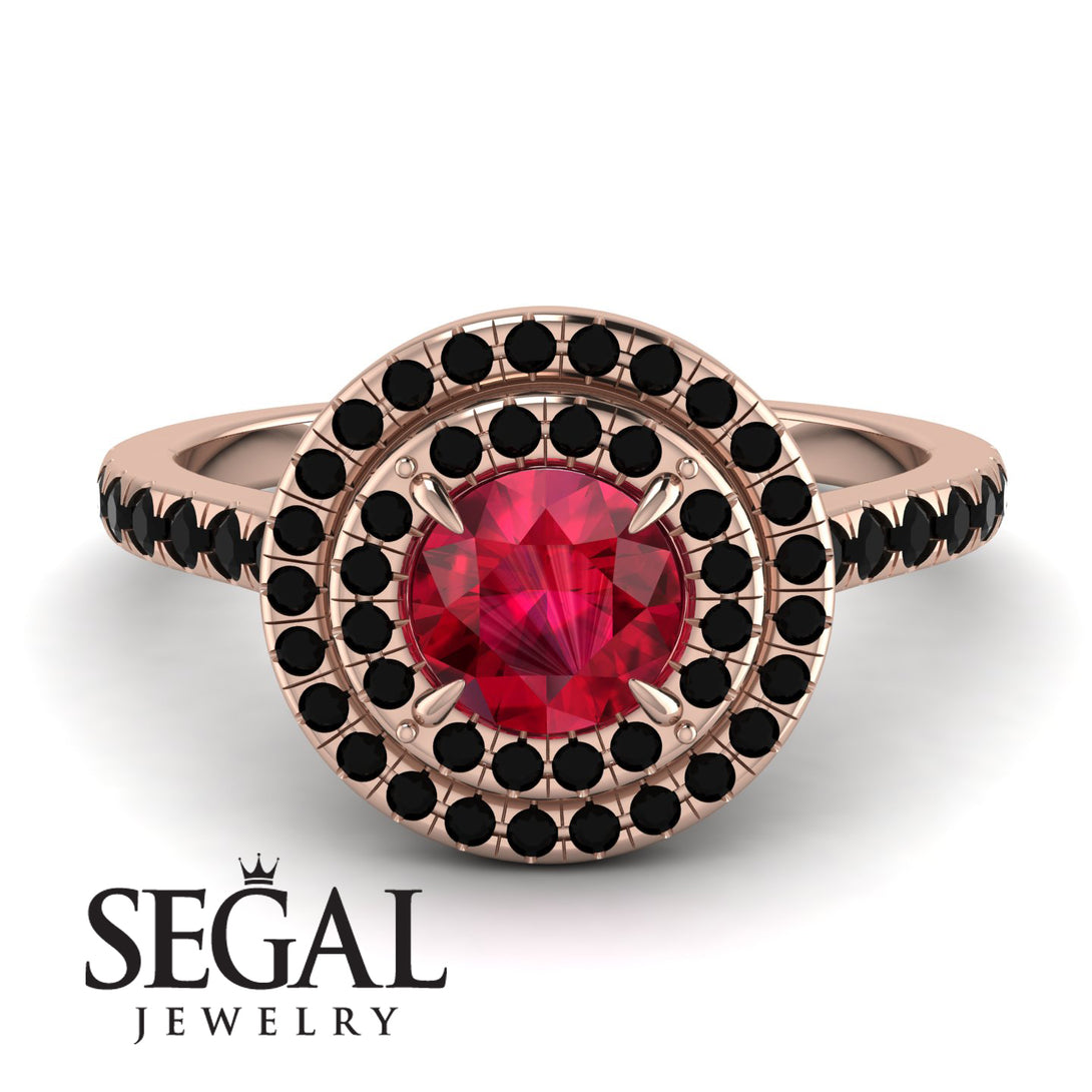 Double Halo Ruby Ring - Zoey No. 41