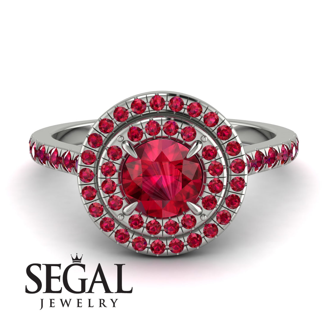 Double Halo Ruby Ring - Zoey No. 57