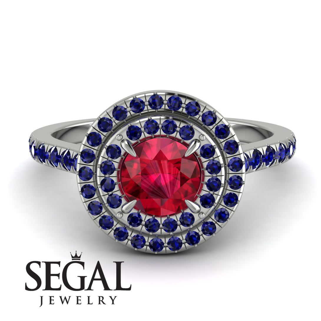 Double Halo Ruby Ring - Zoey No. 72