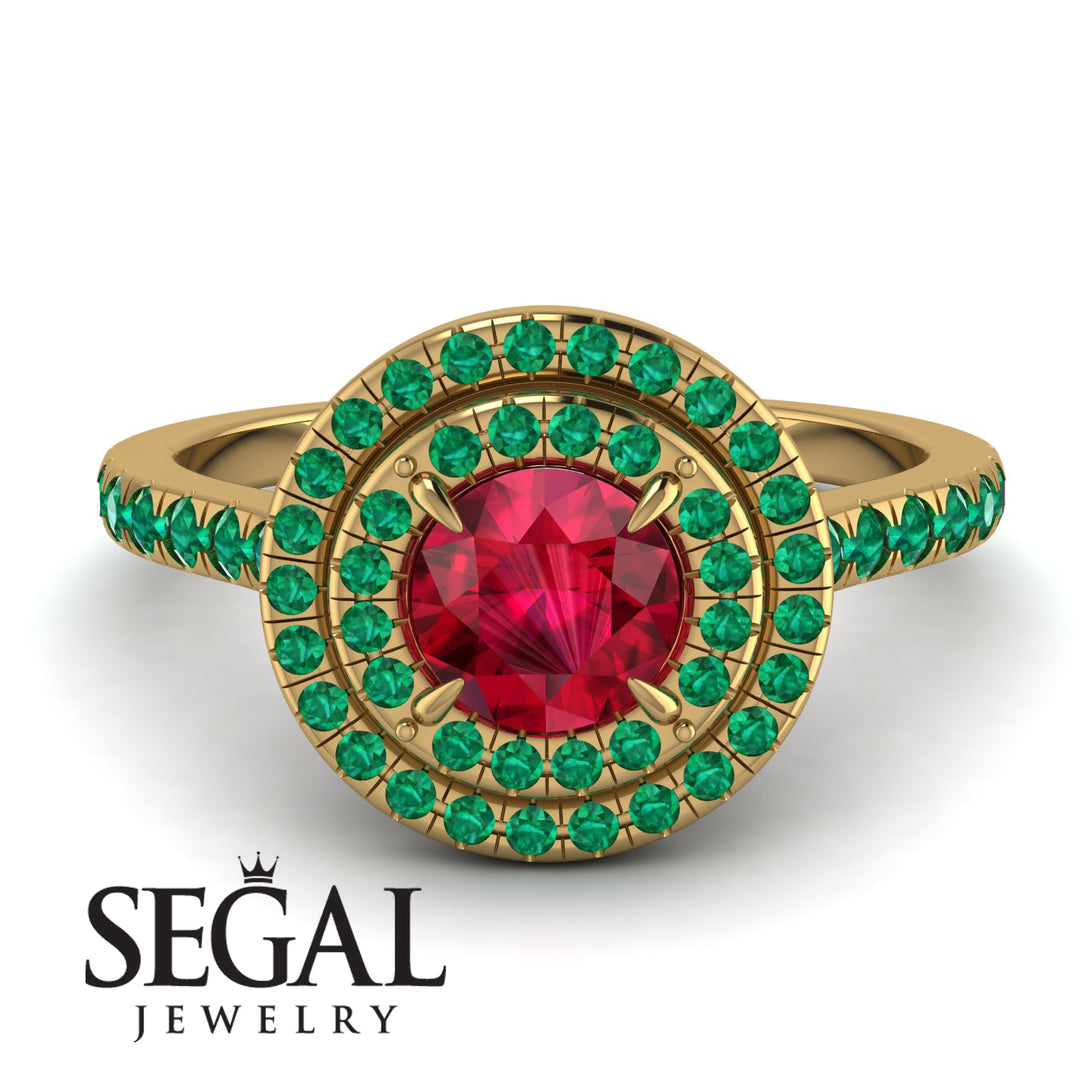 Double Halo Ruby Ring - Zoey No. 25