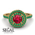 Double Halo Ruby Ring - Zoey No. 25