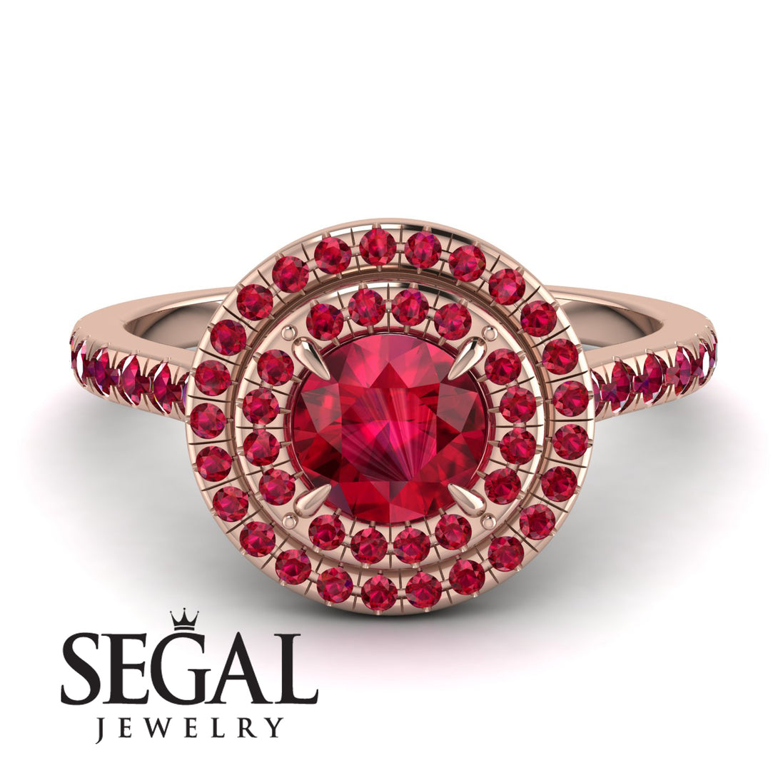 Double Halo Ruby Ring - Zoey No. 56