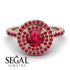 Double Halo Ruby Ring - Zoey No. 56